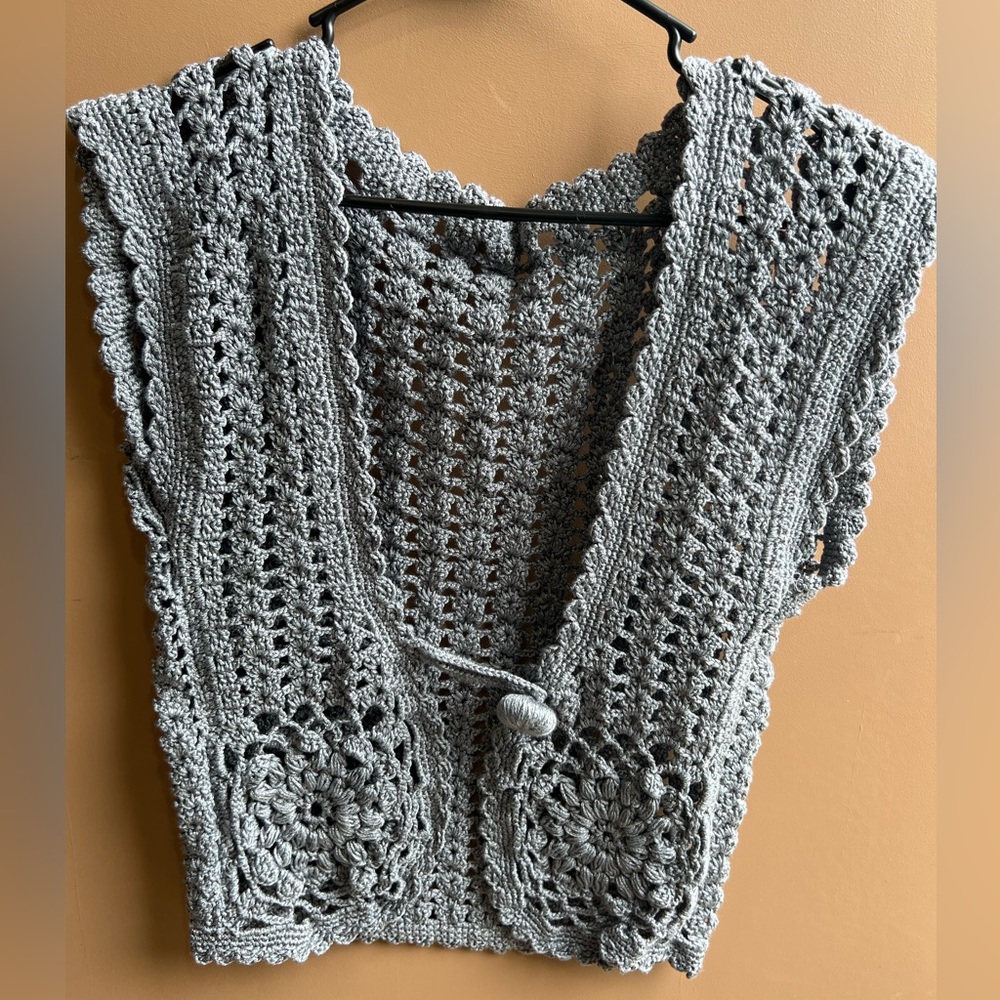 Vintage hand crochet vest